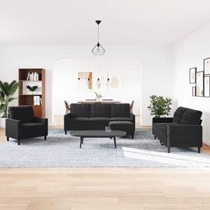 VidaXL 4-delige Loungeset met kussens fluweel zwart