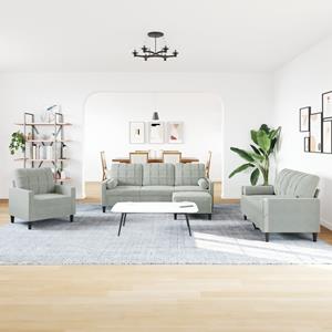 VidaXL 4-delige Loungeset met kussens en bolsters fluweel lichtgrijs