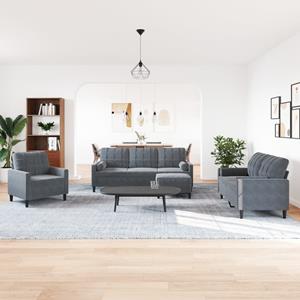 VidaXL 4-delige Loungeset met kussens en bolsters fluweel donkergrijs