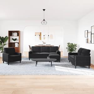 VidaXL 4-delige Loungeset met kussens en bolsters fluweel zwart