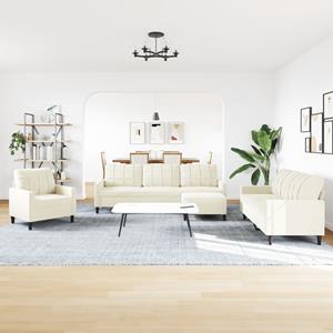 VidaXL 4-delige Loungeset met kussens fluweel crèmekleurig