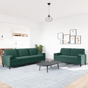 VidaXL 2-delige Loungeset met kussens en bolsters fluweel donkergroen