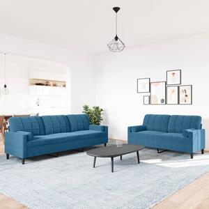 VidaXL 2-delige Loungeset met kussens en bolsters fluweel blauw
