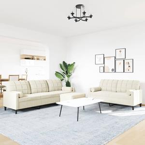 VidaXL 3-delige Loungeset met kussens en bolsters fluweel crèmekleurig