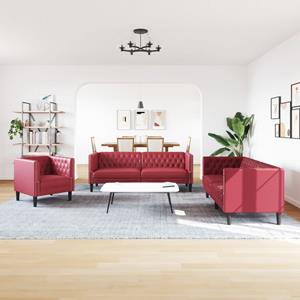 VidaXL 3-delige Loungeset Chesterfield met bolsters fluweel wijnrood