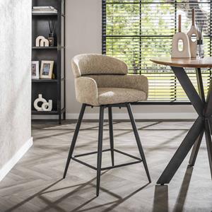 LifestyleFurn Draaibare Barstoel Shalandra Bouclé - Zand (zithoogte 68cm)