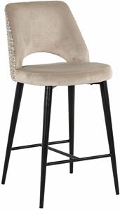 Richmond Interiors Richmond Barstoel Tabitha Velvet en stof - Khaki/Naturel