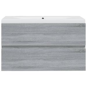 VidaXL Wastafelkast met ingebouwde wasbak bewerkt hout grijs sonoma