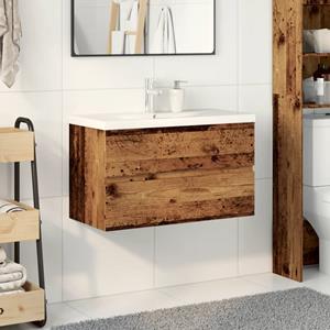 VidaXL Wastafelkast met ingebouwde wastafel 81x39,5x49 cm oud hout