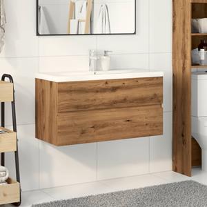VidaXL Wastafelkast ingebouwde wastafel 91x39,5x49 cm artisanaal eiken