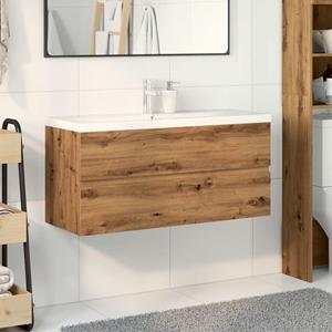 VidaXL Wastafelkast ingebouwde wastafel 101x39,5x49cm artisanaal eiken