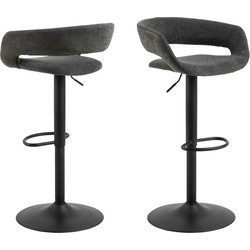 Bendt Draaibare Barkruk Pia Chenille - Donkergrijs (zithoogte 59-80cm)