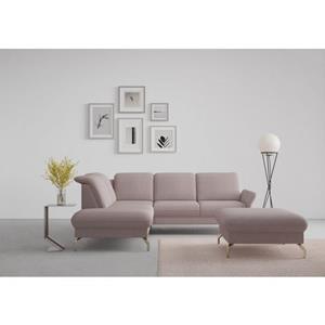 Sit&more Hoekbank Fashion L-vorm naar keuze met verstelbare hoofdsteun, uittrekzitting, motorisch, nikkel poten