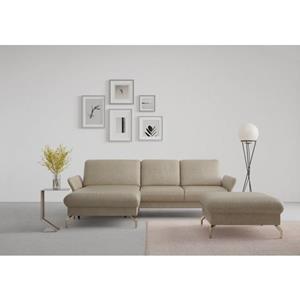 Sit&more Hoekbank Fashion L-vorm naar keuze met verstelbare hoofdsteun, uittrekzitting, motorisch, nikkel poten