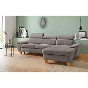 Exxpo - sofa fashion Hoekbank Enya inclusief verstelbare hoofdsteun, naar keuze met slaapfunctie en bedkist