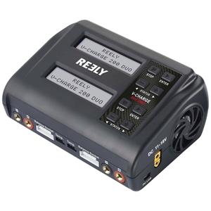Reely V-Charge 200 Duo Modelbouwoplader 10 A Li-ion, Li-poly, LiFePO, LiHV, NiCd, NiMH, Loodzuur Ontlaadfunctie, Temperatuurbewaking