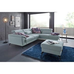 Sit&more Hoekbank Percy L-vorm 12 cm poothoogte, zitdiepteverstelling, naar keuze in 2 pootkleuren