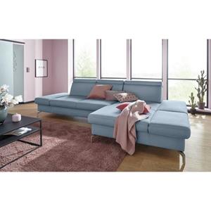 Sit&more Hoekbank Brisbane L-vorm Poothoogte 15 cm, inclusief verstelbare zitdiepte, armleuningen en hoofdeind