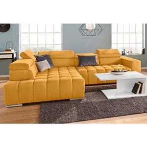 Exxpo - sofa fashion Hoekbank Elias, actuele kruissteek in de zitting, comfortabel, L-vorm met verstelbare hoofdsteun resp. rugleuning, naar keuze met slaapfunctie