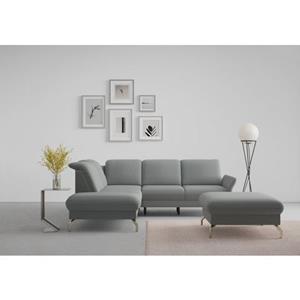 Sit&more Hoekbank Fashion L-vorm naar keuze met verstelbare hoofdsteun, uittrekzitting, motorisch, nikkel poten