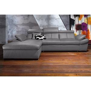 Exxpo - sofa fashion Hoekbank Salerno, klassieke moderne functionele bank, hoog zitcomfort, L-vorm inclusief verstelbare hoofdsteun en armleuning, naar keuze met slaapfunctie