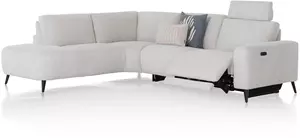 Carini hoekbank 2,5 zits arm rechts electrisch + ottomane links - Vada Ivory