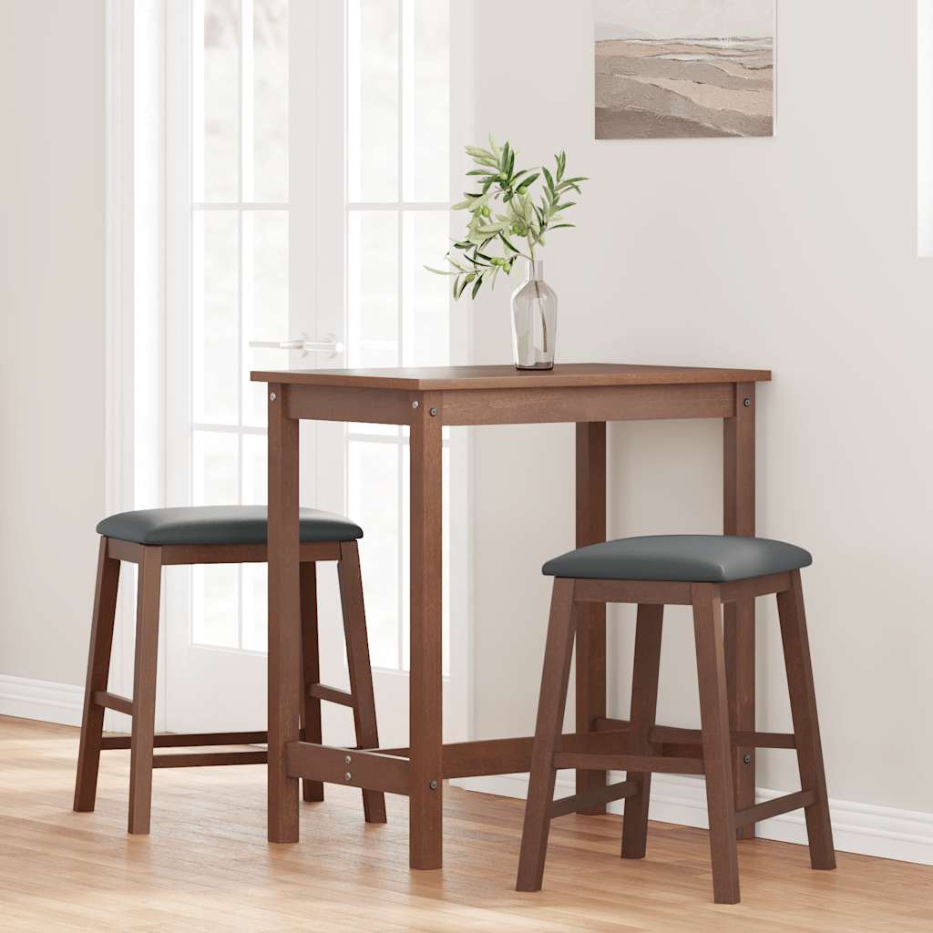 vidaXL Barstoelen met kussens 2 st massief hout rubber bruin