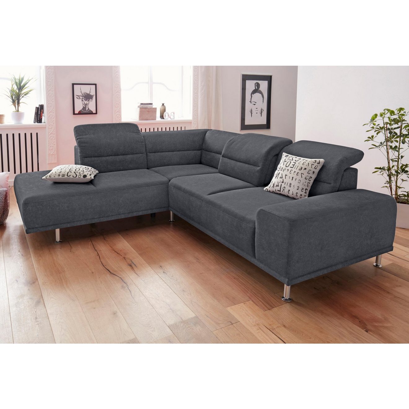 Sit&more Hoekbank Mariola L-vorm met binnenvering en ottomane, inclusief verstelbare zitdiepte