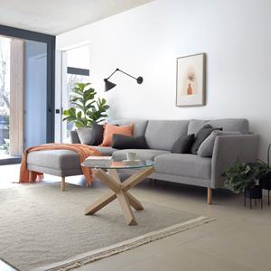 Kave Home Loungebank Gilma Links/Rechts, Naturel Poot - Lichtgrijs