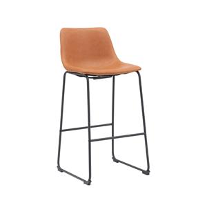 Het Steigerhouthuis LABEL51 Barkruk Risto - Cognac - PU-Leder - Zithoogte 75
