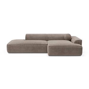 SIA Home Rechte hoekbank in taupe fluweel 260cm