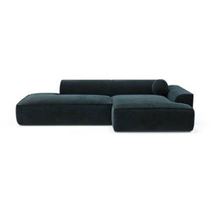 SIA Home Pauwblauw fluwelen hoekbank 260cm