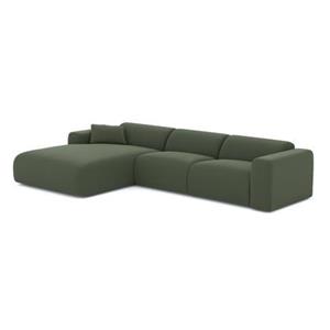 SIA Home Sofa met grote linkerhoek in olijfgroene geweven stof 280cm