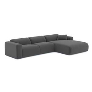 SIA Home Grote rechthoekige bank in grafietgrijze bouclette stof 280cm