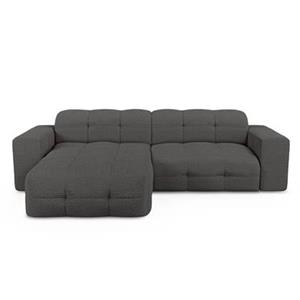 SIA Home 5-zits hoekbank links in grafietgrijze bouclette stof 230cm