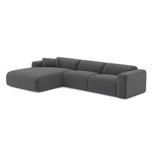 SIA Home Bank groot links hoek bouclette stof grafiet grijs 280cm