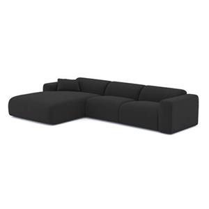 SIA Home Bank groot links hoek zwart bouclette stof 280cm