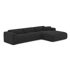 SIA Home 280cm brede rechthoekige sofa in zwarte bouclette stof