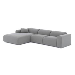 SIA Home Sofa, brede linkerhoek, lichtgrijs geweven stof 280cm