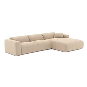 SIA Home Beige ribfluwelen brede hoekbank rechts 280cm