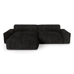 SIA Home XXL zwart ribfluweel linker hoekbank 220cm