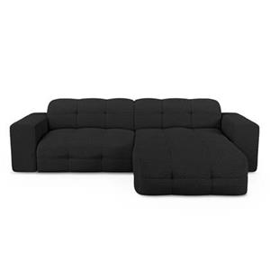 SIA Home Rechthoekige 5-zitsbank in zwarte bouclette stof 230cm