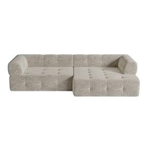 SIA Home Taupe chenille fluwelen rechter hoekbank 238cm
