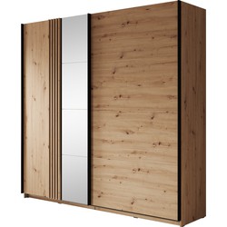 Meubella Kledingkast Adyson - Eiken - 220 cm - Met spiegel