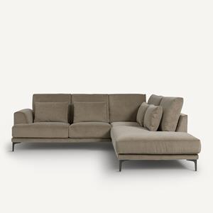 AM.PM Rechtse hoekbank met leuning in stonewashed fluweel Marsile
