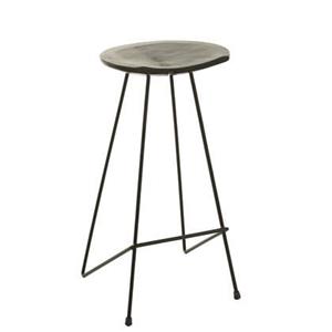 J-Line barstoel Teak - hout|ijzer - zwart
