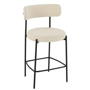 J-Line Barstoel Boucle Multiplex|Polyester Wit|Zwart