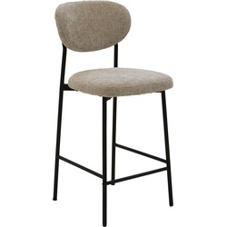 Giga Meubel  Barstoel Beige Stof - 44x50x97cm - Vajèn - Set van 2