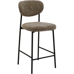 Giga Meubel  Barkruk Taupe Stof - 44x50x105cm - Vajèn - Set van 2