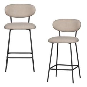 Woood Kjeld Barstoel - Polyester - Naturel - Set van 2